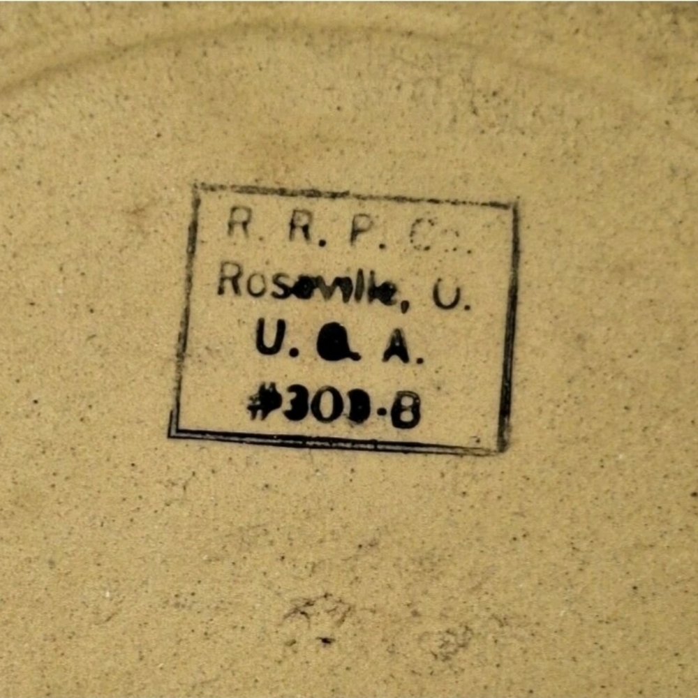 Ransbottom Roseville RRP Co Blue Stripe Pottery Crock #303-B 4h x 6w - Picture 9 of 9